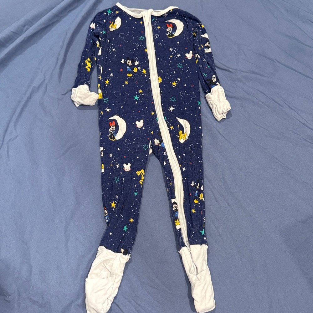Navy Blue Baby Footed Pajamas with Minnie and Mickey